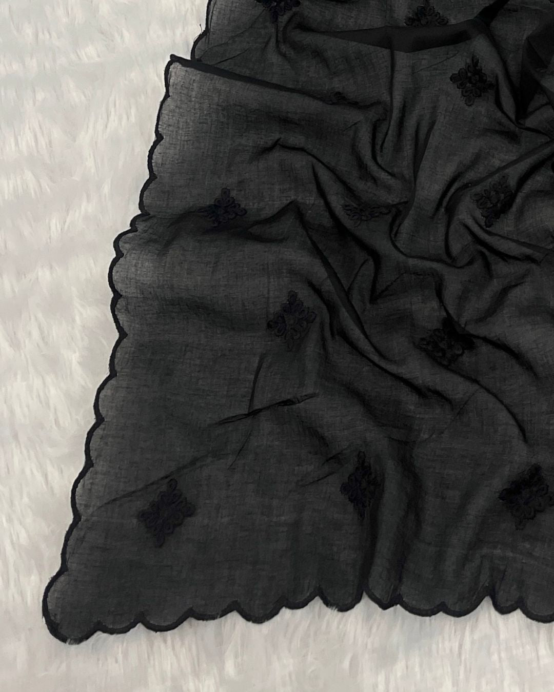 Black Cotton Mulmul Dupatta - Rang Riwaaz
