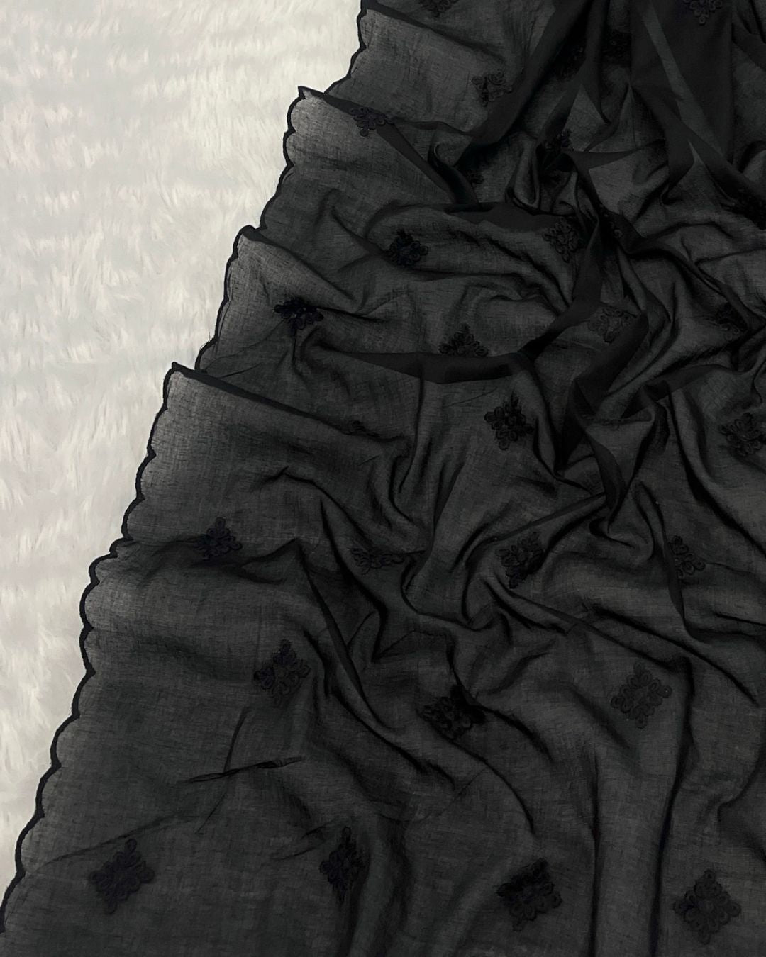 Black Cotton Mulmul Dupatta - Rang Riwaaz