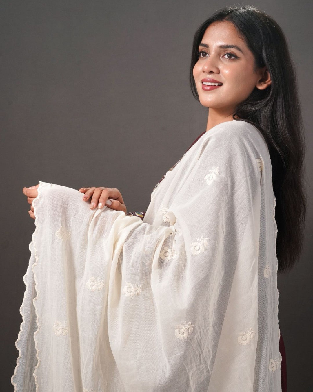 Dyeable Cotton Mulmul Dupatta - Mahnoor Charm