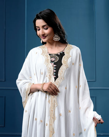 Dyeable Pure Chinon Dupatta - Ornate Contour