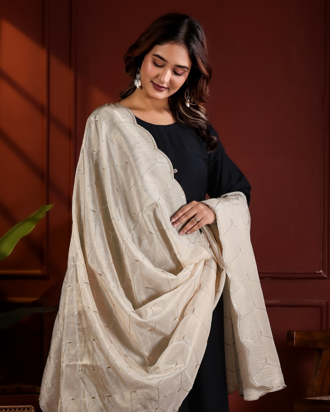 Dyeable Shimmer Tissue Silk Dupatta - Lattice Luxe