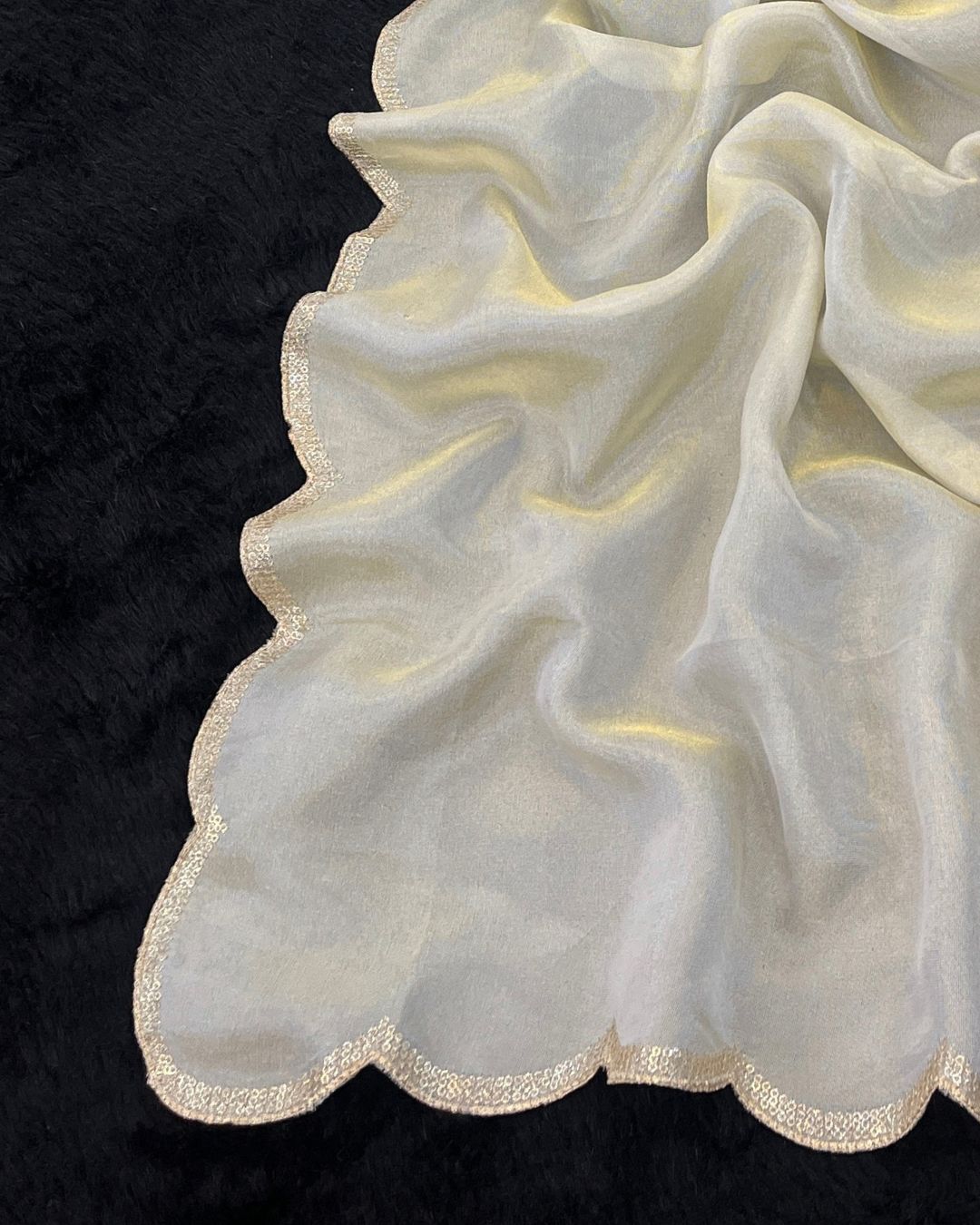Dyeable Tissue Silk Embroidered Dupatta With Sequins & Zari Work - Dastan Suroor