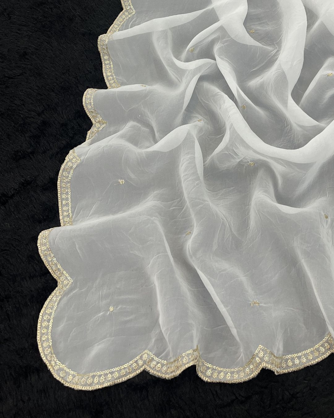 Dyeable Organza Embroidered Dupatta With Sequins & Zari Work - Suhani Meher